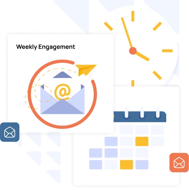 A graphic representing the best times to send marketing emails to increase weekly engagement 